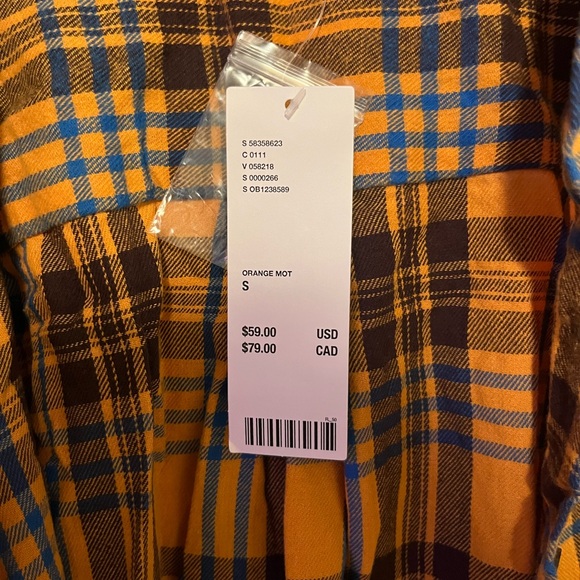 BDG cropped orange and blue flannel - Picture 3 of 5